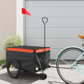 vidaXL Fietstrailer 30 kg ijzer zwart en oranje, Verzenden, Nieuw