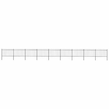 vidaXL Tuinhek met speerpunt staal 1506x120 cm zwart, Verzenden, Nieuw, IJzer, 1 tot 2 meter
