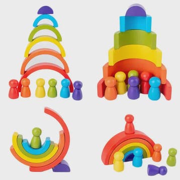 Houten Regenboog Stapel- en Balansspeelgoed - Montessori Edu, Verzenden, Nieuw