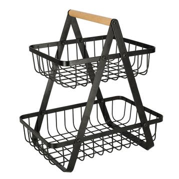 Trendmix 2-laags fruitschaal – Zwart metaal met houten, Ophalen of Verzenden, Nieuw