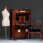 Secretaire Abattant of klepbureau met 4 biscuit panelen prac, Ophalen of Verzenden