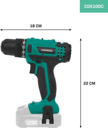 2dekans | VONROC Accuboormachine 20V – 19 schroefstanden +, Ophalen of Verzenden, Zo goed als nieuw
