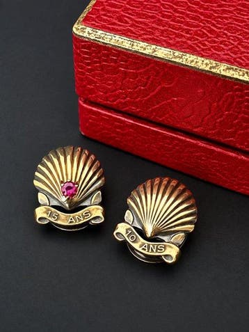 Zilver, verguld zilver - Broche - Reversknopen -