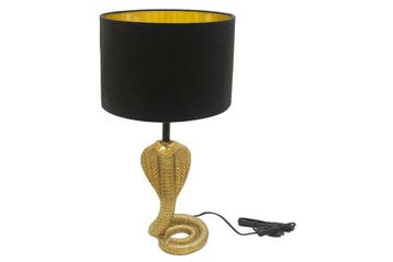 Tafellamp COBRA 65 cm, zwarte lampenkap met gouden frame -, Ophalen of Verzenden, Nieuw