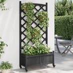 vidaXL Plantenbak met latwerk en wielen massief vurenhout, Tuin en Terras, Bloembakken en Plantenbakken, Verzenden, Nieuw, Hout