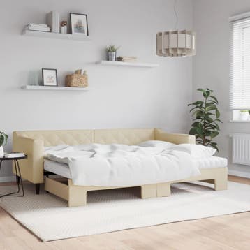 vidaXL Slaapbank met onderschuifbed en matrassen 80x200 cm, Eenpersoons, Verzenden, Nieuw, 80 cm