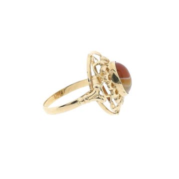 Vintage gouden ring met bandagaat, Gebruikt, Ophalen of Verzenden, Kleiner dan 17, Met edelsteen
