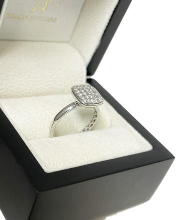 Tirisi Jewelry 18 Karaat Witgouden Wafel Ring 0.35 Diamant, Ophalen, Zo goed als nieuw, 17 tot 18, Met edelsteen