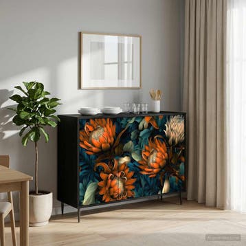 vidaXL Dressoir LOCHEM Zwart eiken 102 x 33 x 76 cm Bewerkt, Verzenden, Nieuw, Overige houtsoorten, Minder dan 50 cm