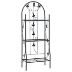 vidaXL Plantenrek 3-laags 52x28x128 cm ijzer zwart, Verzenden, Nieuw