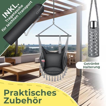 Hangstoel Safari XXL - 2 kussens - met drankhouder en, Verzenden, Nieuw