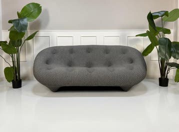 Ligne Roset Ploum Design Sofa Grijs Stof, Tweepersoons, Ophalen of Verzenden, Zo goed als nieuw, Rechte bank