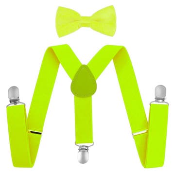 Fako Fashion - Kinder Bretels Met Vlinderstrik - 65cm - Fluo, Verzenden, Nieuw