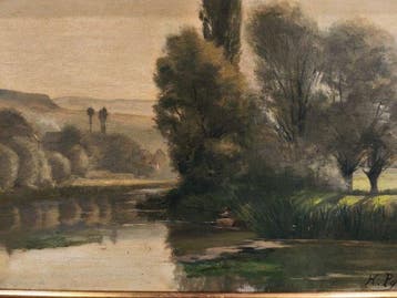 Escuela Impresionista Europea (XIX) - Lago al atardecer