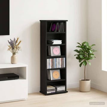 vidaXL CD Kast Zwart eiken 60 x 17 x 92 cm Bewerkt hout, Verzenden, Nieuw