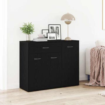 vidaXL Dressoir Zwart Eiken 88x30x70 cm Engineered Wood, Huis en Inrichting, Verzenden, Nieuw, Overige houtsoorten, Minder dan 50 cm