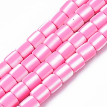 20 x handgemaakte polymeer klei kralen hot pink 6,5 x 6mm..., Ophalen of Verzenden, Nieuw, Kraal
