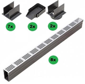 ACO Slimline Startpakket Blank Aluminium 8 meter met, Doe-het-zelf en Verbouw, Overige Doe-het-zelf en Verbouw, Ophalen of Verzenden