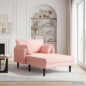 vidaXL Grote chaise longue Roze Bouclé, Verzenden, Nieuw
