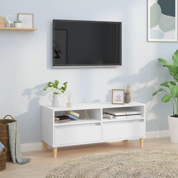 vidaXL Tv-meubel 100x34,5x44,5 cm bewerkt hout wit, Minder dan 50 cm, Verzenden, Nieuw, Minder dan 100 cm