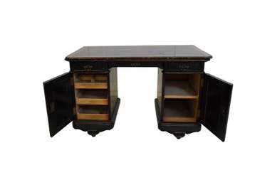 Antiek zwart geëbeniseerd bureau – neorenaissance schrijfbur, Ophalen of Verzenden, Nieuw