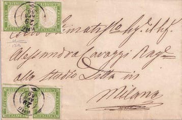 Italiaanse oude staten - Sardinië - 1860 Brief uit Rho naar, Gestempeld
