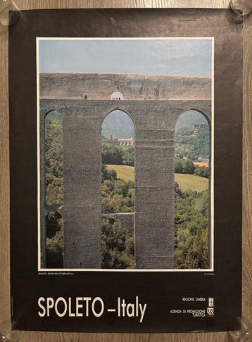 Travel - Originale Manifesto Spoleto Italy Ponte delle Torri
