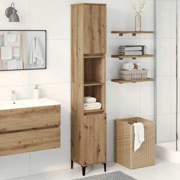 vidaXL Badkamerkast 30x30x190 cm bewerkt hout artisanaal, Verzenden, Nieuw
