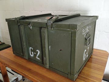 Kist - Grote militaire koffer - Hout, Metaal, Antiek en Kunst