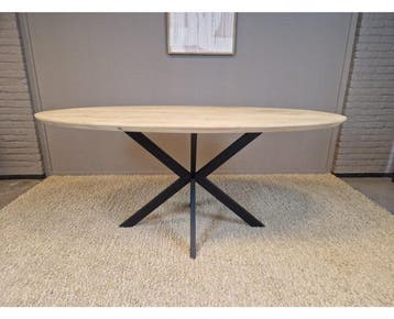 ovale eiken eettafel met verjongde rand 280x120 cm -, Huis en Inrichting, Ophalen of Verzenden, Nieuw