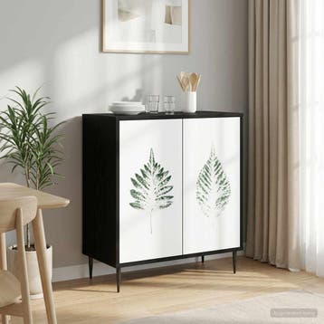vidaXL Dressoir HANAU Zwart eiken 69 x 33 x 76 cm Bewerkt, Verzenden, Nieuw, Overige houtsoorten, Minder dan 50 cm
