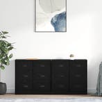 vidaXL Dressoirs 2 pcs Zwart Eiken 70 x 35,5 x 67,5 cm, Verzenden, Nieuw, 50 tot 100 cm, 25 tot 50 cm