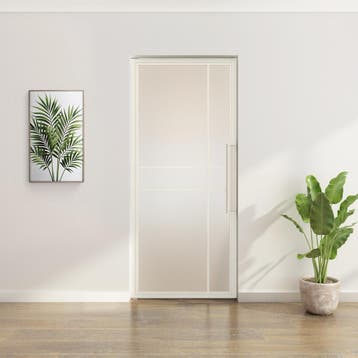 Stalen taatsdeur - Wit - 6 Vlaks - Mat glas - Luxe design, 80 tot 100 cm, Overige typen, Nieuw, Metaal
