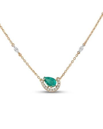 Halsketting - 14 karaat Geel goud - 0.95ct. tw. Smaragd -, Nieuw
