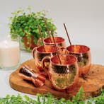 Puur koperen Moscow Mule set gehamerd 9-delig (met, Ophalen of Verzenden, Nieuw