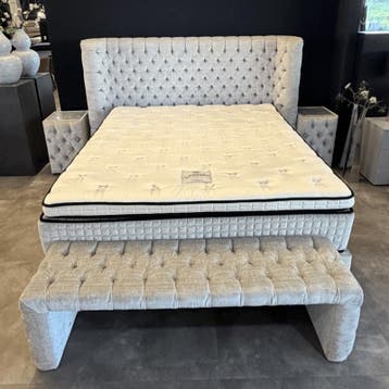 Serta Wagner (vlak) Boxspring 180x200 | Zilver-Beige |, Ophalen, Nieuw