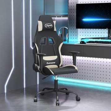 vidaXL Gamestoel stof zwart en crème, Huis en Inrichting, Bureaustoelen, Verzenden, Nieuw