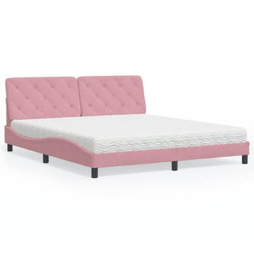 vidaXL Bed met matras fluweel roze 180x200 cm, Eenpersoons, Verzenden, Nieuw, 80 cm