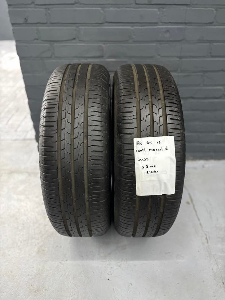 185/65/15 CONTI ECOCONTACT 6 5,8MM 2 STUKS €100,- (2423), Auto-onderdelen, Banden en Velgen, 15 inch, Zomerbanden, 185 mm, Personenwagen