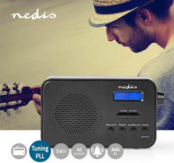 Nedis - DAB + radio - Draagbare uitvoering - DAB+ / FM - 1.3, Audio, Tv en Foto, Radio's, Verzenden, Zo goed als nieuw