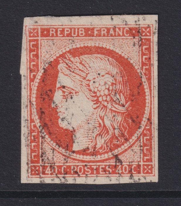 Frankrijk 1850 - Type Cérès 40 cent oranje cachet grille, Postzegels en Munten, Postzegels | Europa | Frankrijk