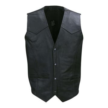 Zwart Biker vest zonder opdruk 100% leer - Maat XL, Verzenden, Nieuw