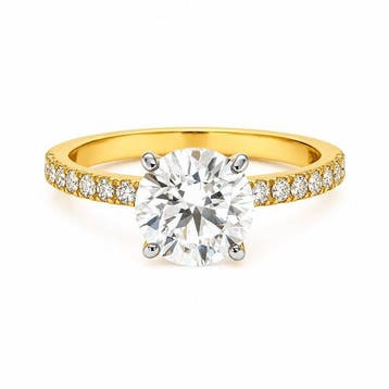 Ring - 14 karaat Geel goud - 2.05ct. tw. Diamant (Lab-grown), Sieraden, Tassen en Uiterlijk, Ringen, Nieuw