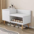 Witte Schoenenbank met Opbergruimte – Luxe Zitbank met Rugle, Verzenden, Nieuw