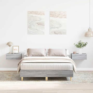 vidaXL Bedframe zonder matras 120x200 cm spaanplaat grijs, Verzenden, Nieuw, Twijfelaar, 120 cm