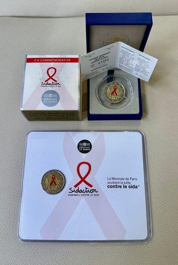 Frankrijk. 2 Euro 2014 Sidaction (2 monete) Proof + BU