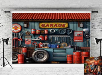 Fotoachtergrond Werkplaats 2.2x1.5m | Retourdeal 35% Korting, Ophalen of Verzenden, Nieuw, Achtergrond
