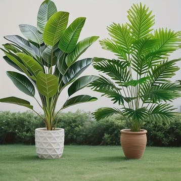 Set van 2 Luxe Kunstplanten: Realistische Palm en Bananenboo, Verzenden, Nieuw