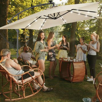 Parasol Sunna LED-zonneenergie met zwengel 2,5 x 2,5 m, Verzenden, Nieuw