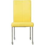 Leren eetkamerstoel Comfort met wieltjes - Hermes Yellow, Ophalen of Verzenden, Nieuw, Leer, Modern